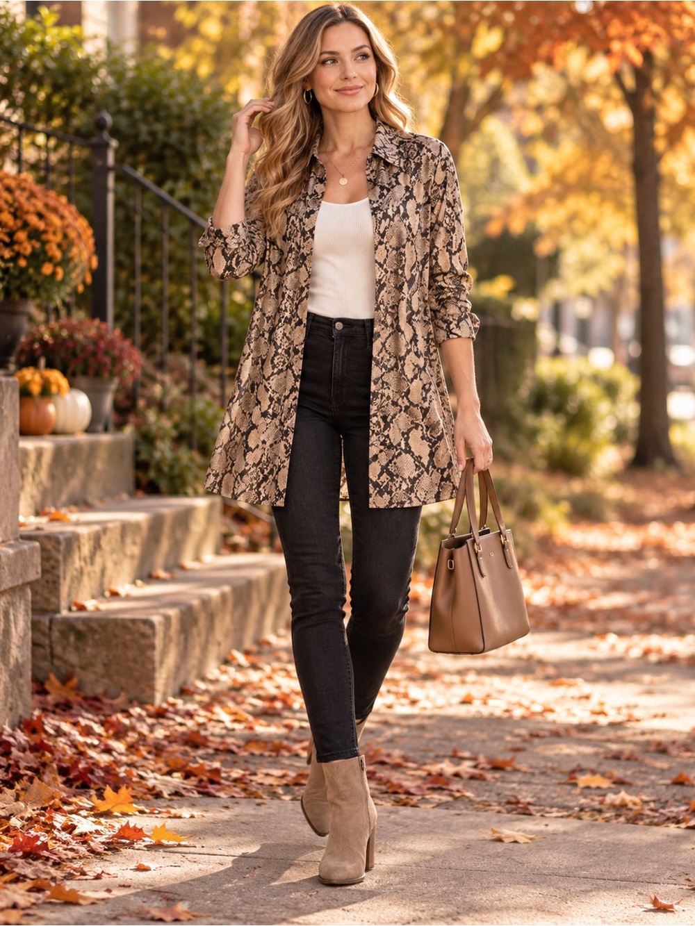 H&M Snake Print Long Sleeve Tunic